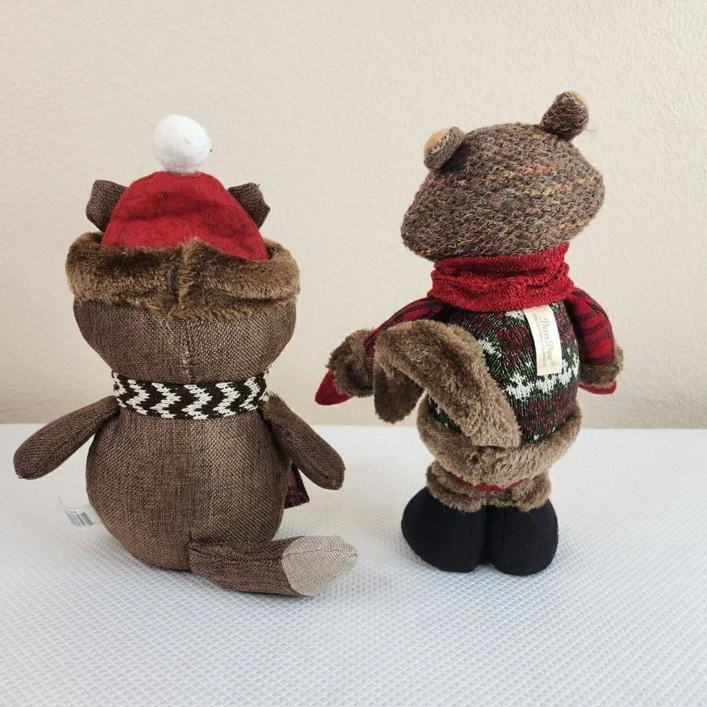 DanDee Christmas Winter Holiday Fox Standing Decor 2 Plaid Rustic Animals